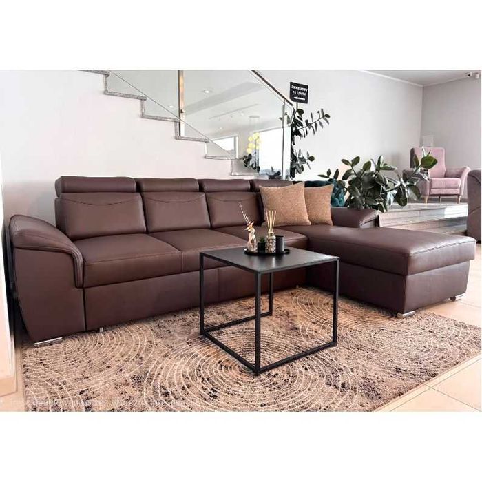 Cayenne narożnik o smukłej formie w skórze naturalnej z funkcją spania