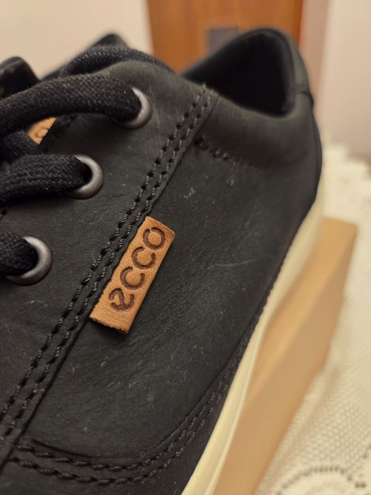 Skórzane buty sneakersy ECCO Soft 7 Męskie r. 44 Czarne Nubuk