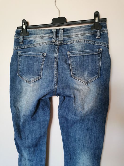 Jeansy dżinsy skinny koronkowe motyl aplikacja 38 M koronka boho retro