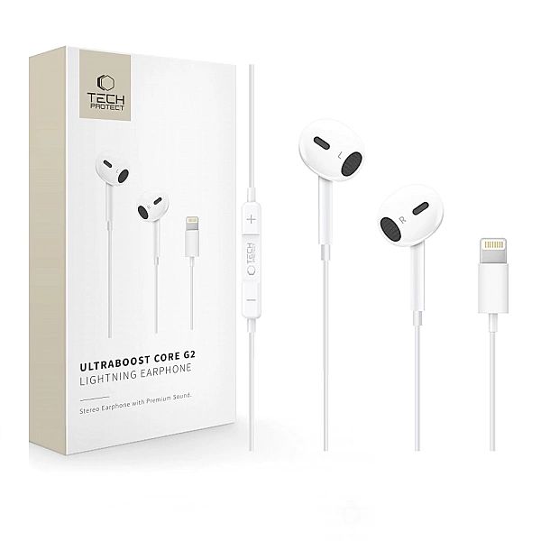 Tech-Protect Ultraboost Lightning Earphone Core G2 White