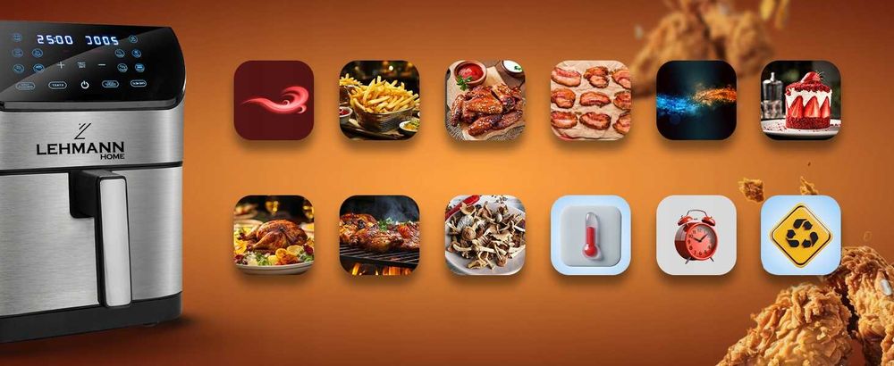 nowa frytkownica beztłuszczowa airfryer 8l lehmann 12 programów