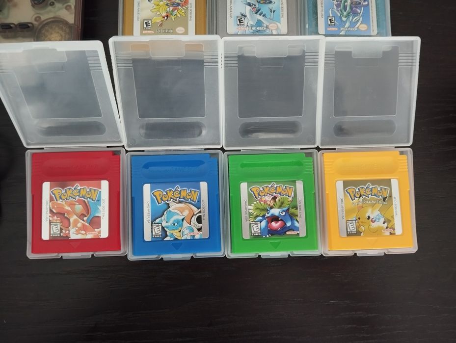 Conjunto Gameboy Color Atomic Purple 7 jogos Pokémon cabo link carregador USB e bolsa de proteção
