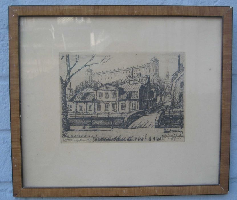 Litografia Ellis Wallin 1923 r. Oryginał Miedzioryt