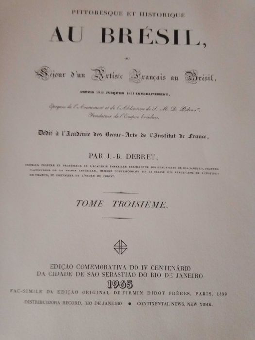 Livro antigo de JB Debret - 3 volumes
