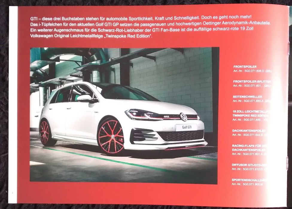 Prospekt Volkswagen Golf Oettinger rok 2018