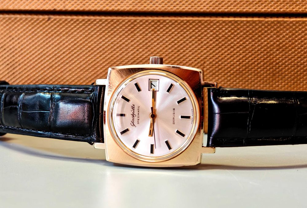 Zegarek Glashütte Spezimatic 26 Rubis GUB Automatic Pozłacany AU Data