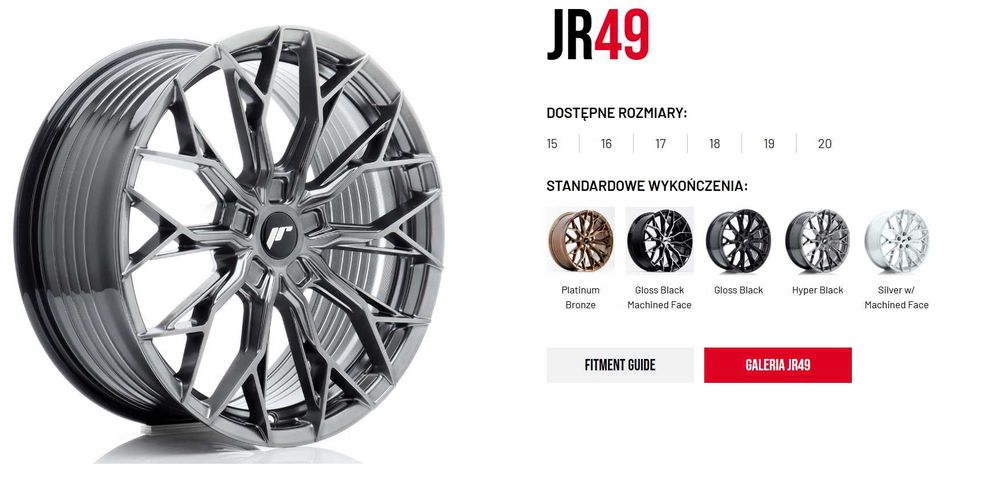 Felgi aluminiowe 19x8.5 5x112 ET30 ET45 Japan Racing JR49 Nowość