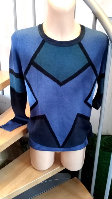 Sweter z okrągłym dekoltem męski młodzieżowy geometryczne wzory S/M