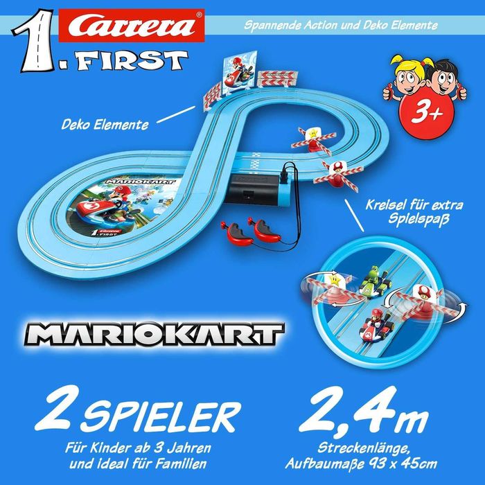 Carrera Tor Samochodowy Mario Kart 2,4m wiek 3+ Na Baterie