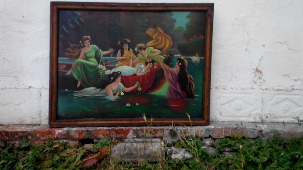 Картина антиквариат "Лесные нимфы"