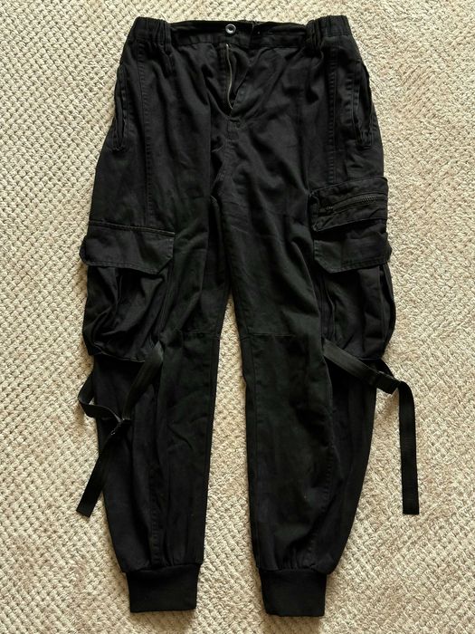 Чорні штани карго джогери зі стропами techwear, розмір XXL
