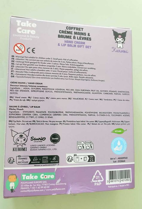 Creme de mãos + Protetor labial, Kuromi Take Care