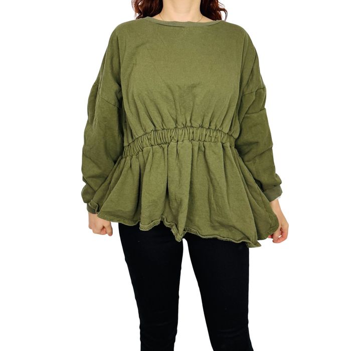 Khaki bluza z marszczeniem w talii 50 5XL Boohoo