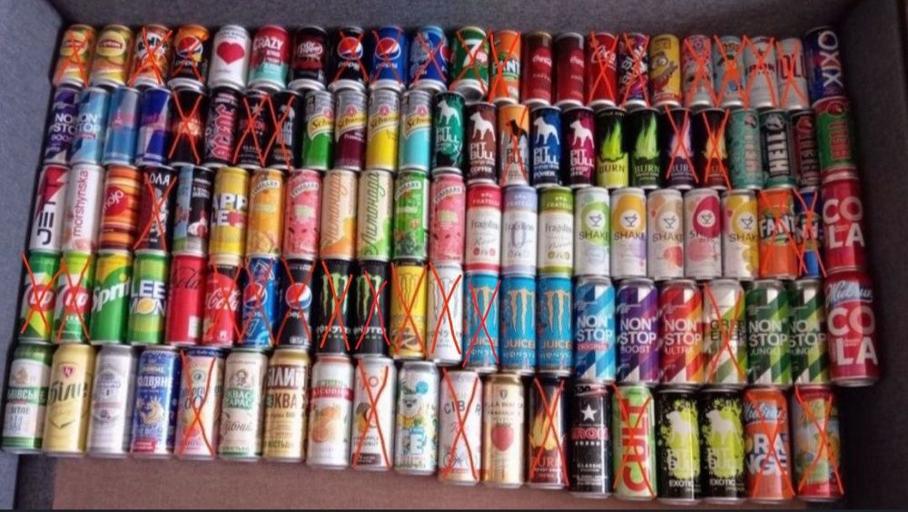 Баночки стакани пляшки від напоїв для колекції