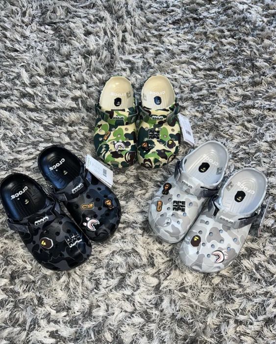 ‼️БЕЗ ПЕРЕДОПЛАТ‼️Тапки Crocs x Bape / Крокси/Тапочки/Бейп/Крокс