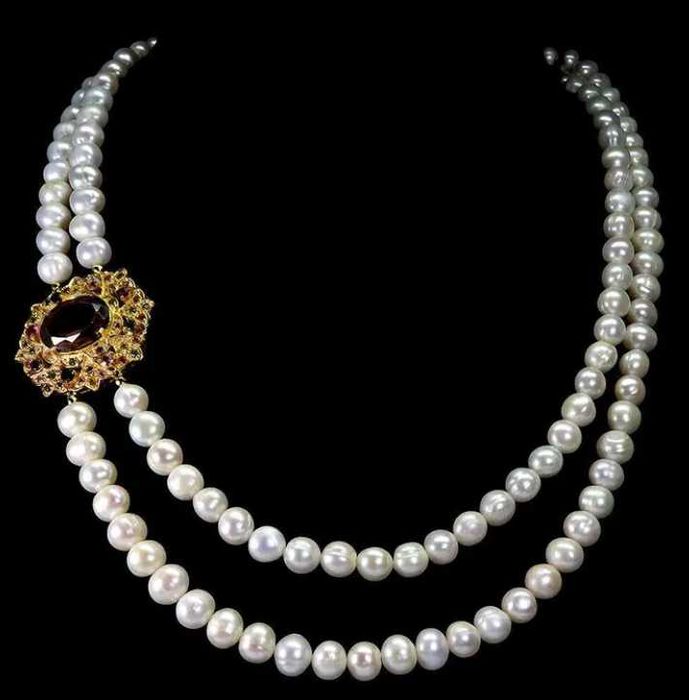 Ожерелье с Жемчугом,Турмалинами и Кварцем.