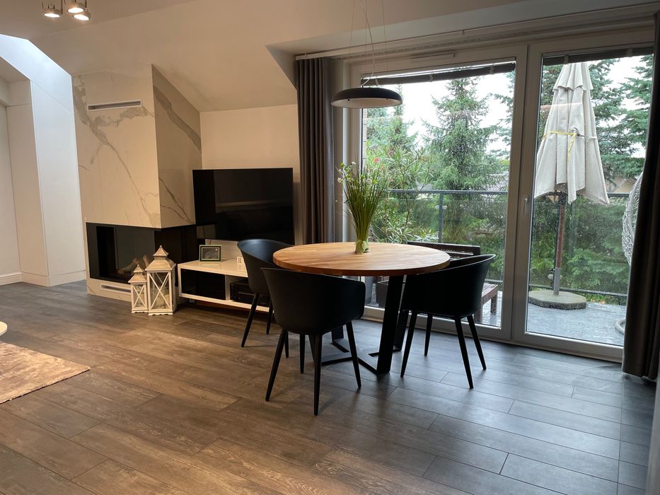 Stół okrągły 125cm drewniany metalowy stelaż