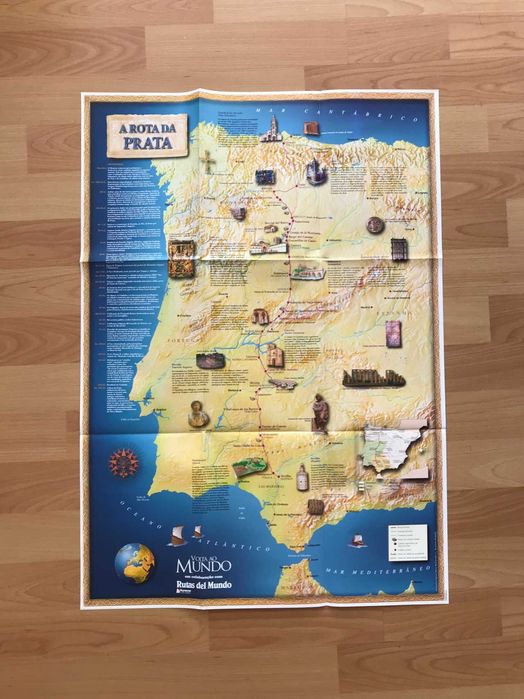 Mapa Rota da Prata coleção histórica Volta ao Mundo Rutas del Mundo