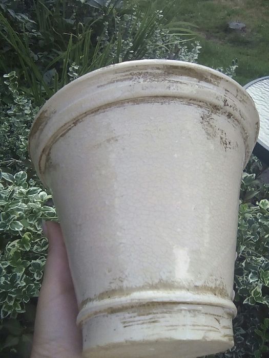 Donice ceramiczne, Provance, Beż sepia i mozaika szarość Grey.