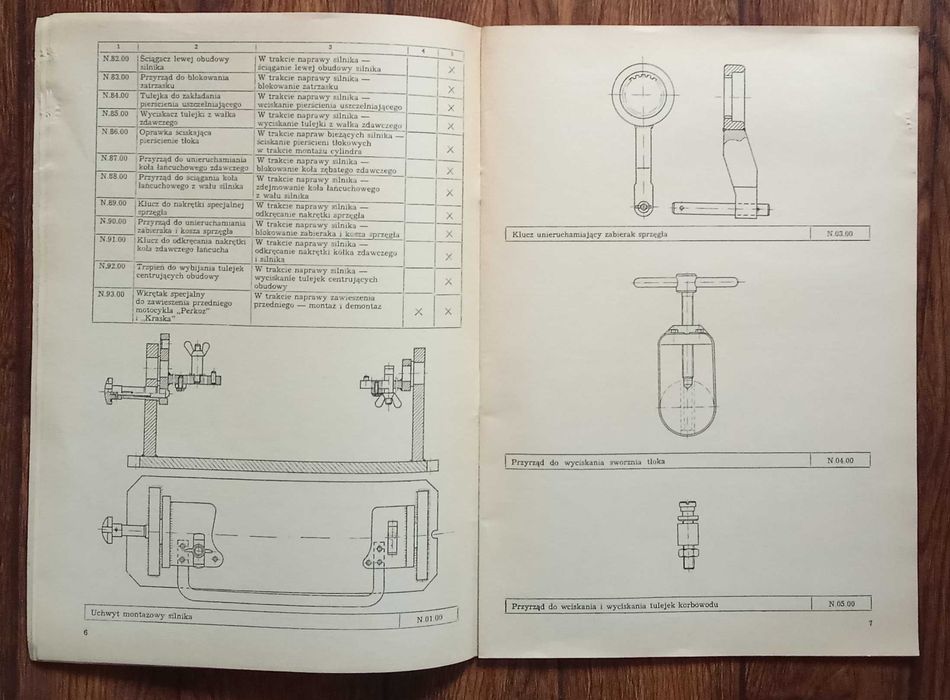 Oryginalny katalog narzędzi WSK 125 175 Kobuz Lelek  Dudek Perkoz Gil