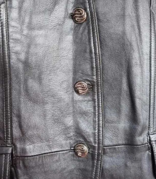 Skórzana grafitowa kamizelka vintage