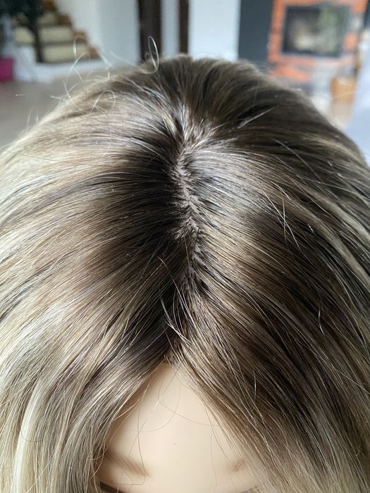 Toppernaturalny indyjski 50 cm blond mikroskóra tupet dopinka treska