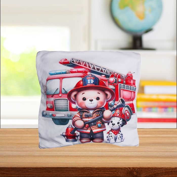 Poszewka na jasiek, poduszkę, wóz strażacki, miś z psem, dalmatyńczyk