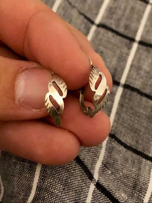 Stare Srebrne Kolczyki Srebro Czechosłowacja