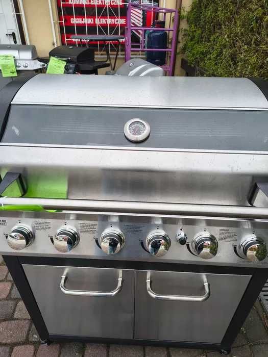 GRILL Gazowy EL FUEGO LONG BEACH 6+1 ŻELIWO z szybą solidny Nowy !