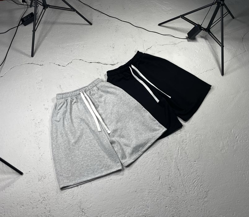 Широкі шорти спортивні BAGGY LOOSE FIT широкие шорты трикотаж 100% котон бегги фит sweatpants черные серые