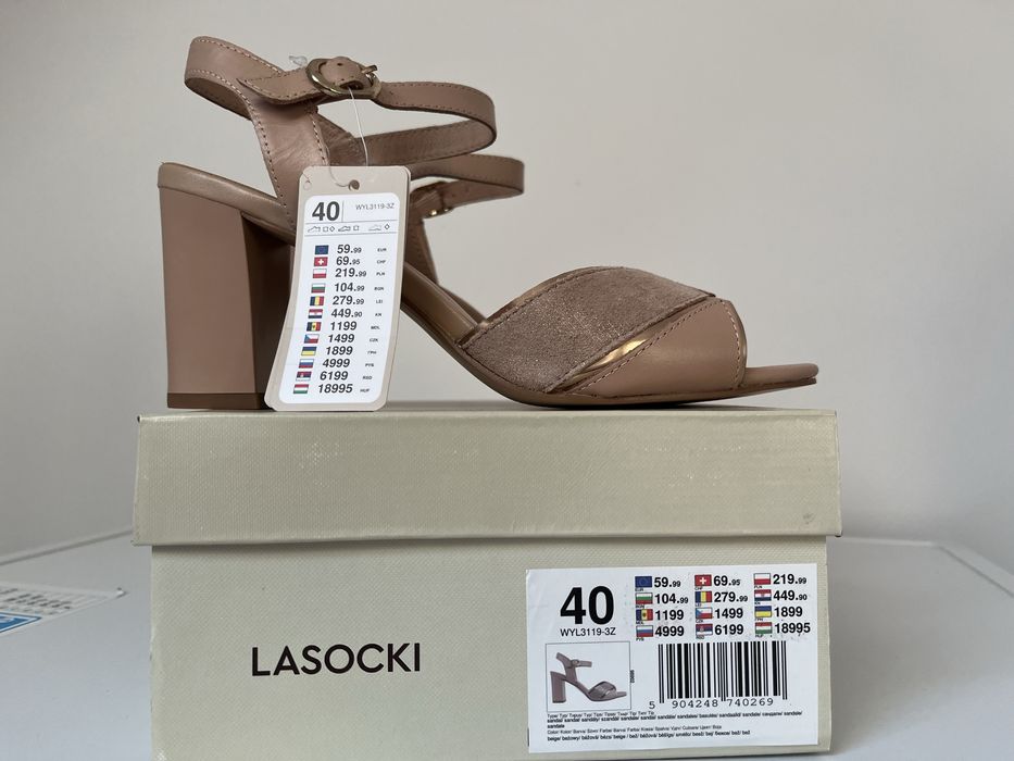 Nowe skórzane sandały Lasocki r. 40