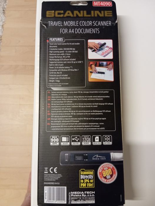 Media-Tech Scanline MT4090 portable scanner | портативный ручной сканер A4 900 dpi новый