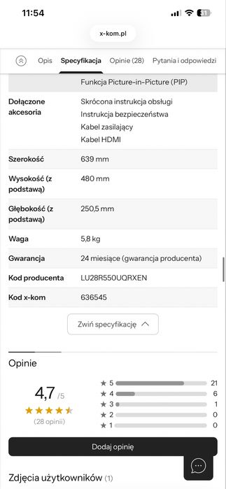 Monitor Samsung U28R550UQRX 4K HDR