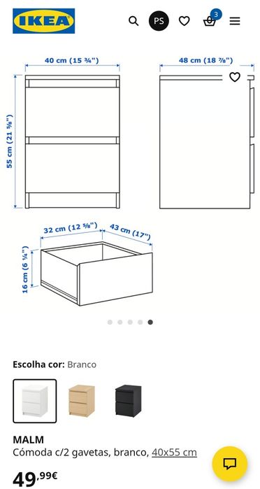 Vendo 2 mesas de cabeceira, 44×55cm da marca Ikea, referência  MALM
Có