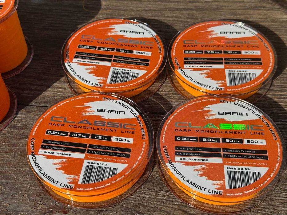 Волосінь/жилка/леска Brain Classic Carp Orange 0.25-0.28-0.3-0.35мм