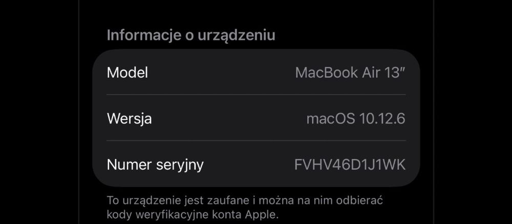 Sprzedam  MacBook Air 13”