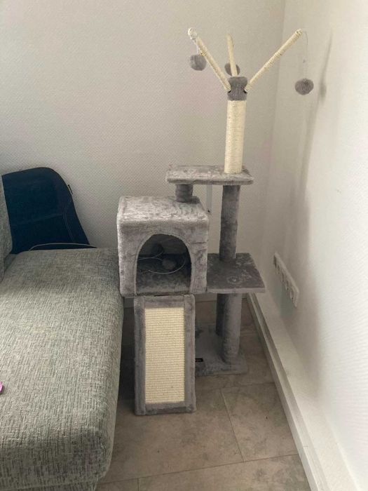 Duży drapak dla kota szary domek legowisko wieża 118 cm