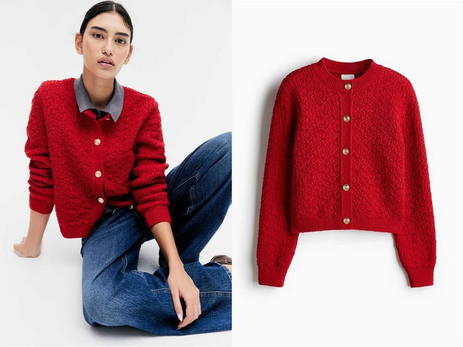 Червоний кардиган H&M L