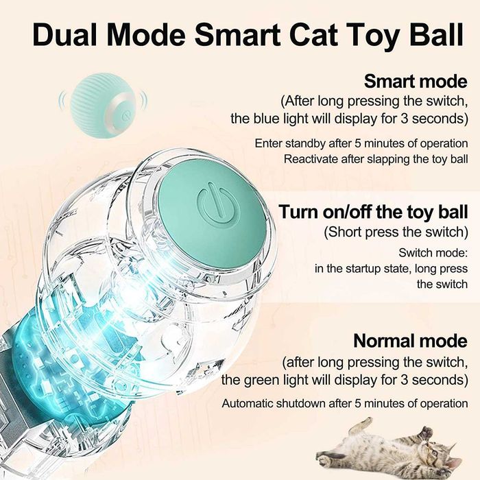 Bola de brinquedo interativa para gatos, recarregável por USB (azul)
