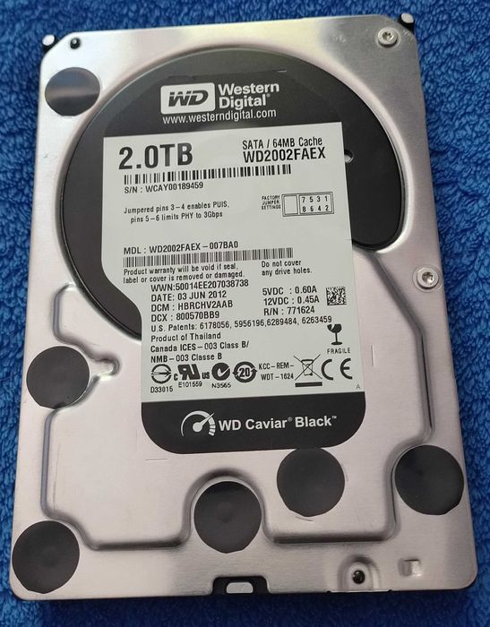 wd black WD2002FAEX 2tb 7.2 k sata III 64mb 3.5''