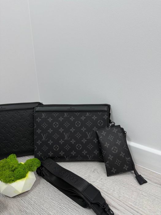 Сумка Louis Vuitton чорна Чоловіча сумка Лв клатч через плече
