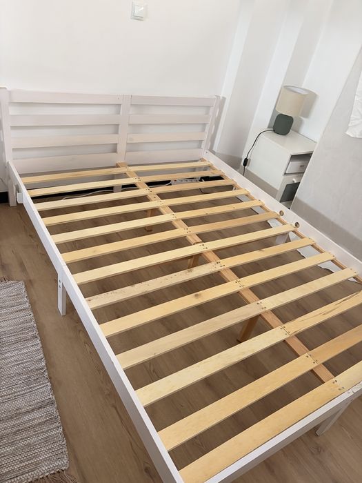 Estrutura de Cama 140x190 cm – Pinho Maciço branco