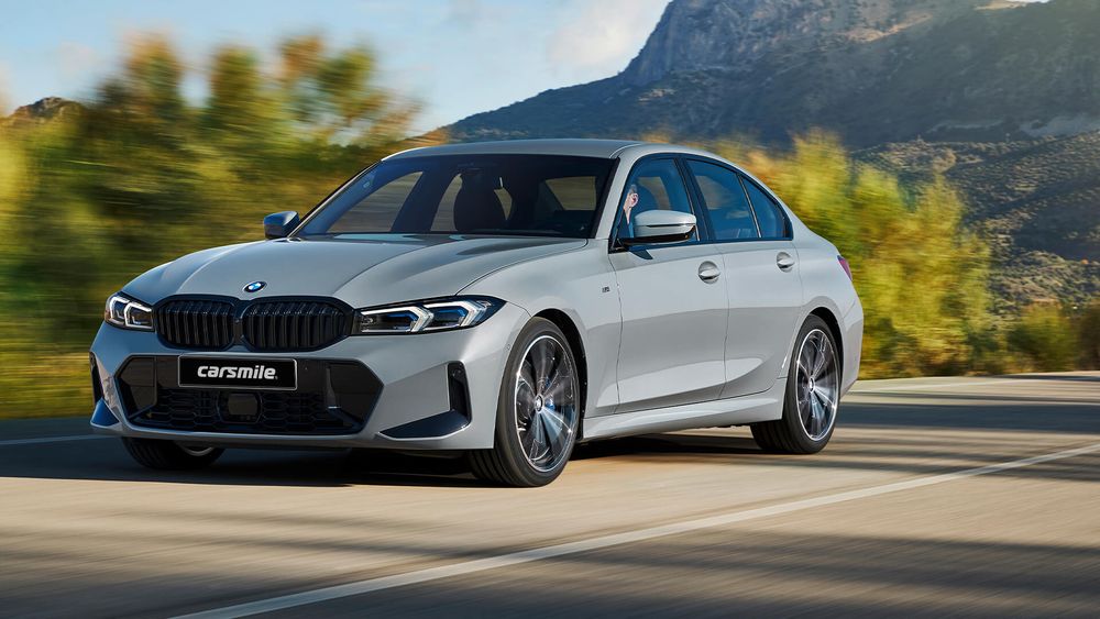 Szare BMW Seria 3 Sedan z lewej strony podczas jazdy