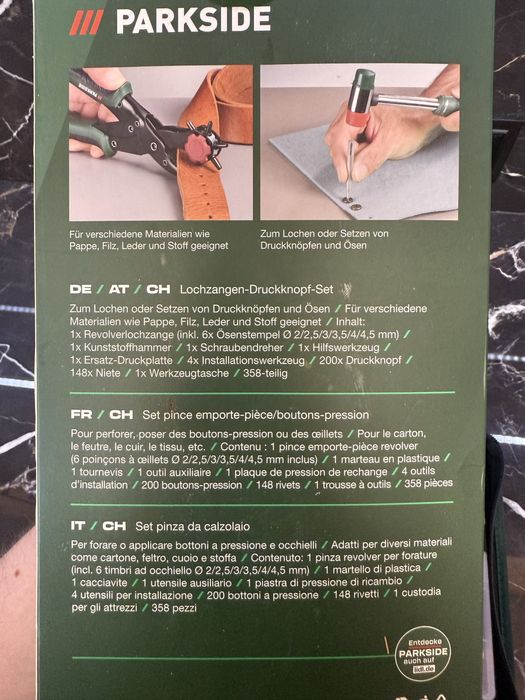 Набір для пробивання отворів дирокол Parkside Німеччина люверсів