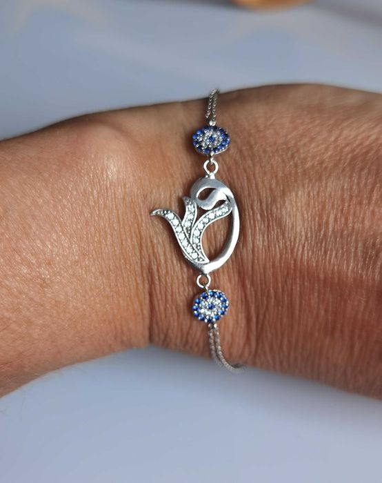 Wyjątkowa srebrna bransoletka TURECKI TULIPAN P925