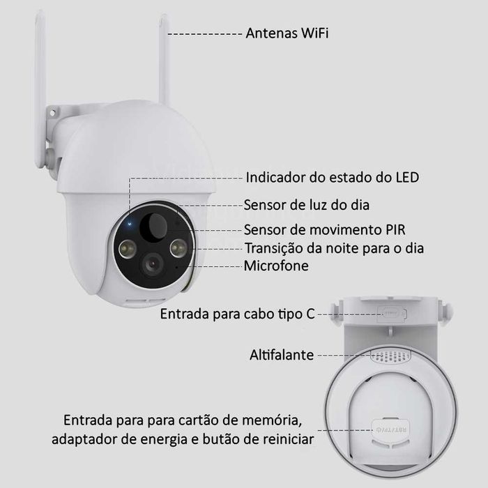 Câmara Rotativa ‼️ Full HD ‼️ Sem Fio/Wi-Fi ‼️ Bateria ‼️ Painel Solar