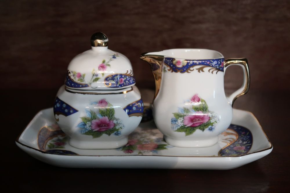 Sugar Bowl Set + Creamer + Plate