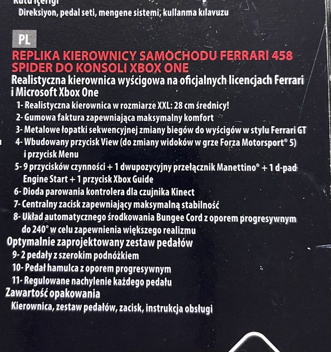 Kierownica Xbox One  Ferrari Thrustmasters F 458