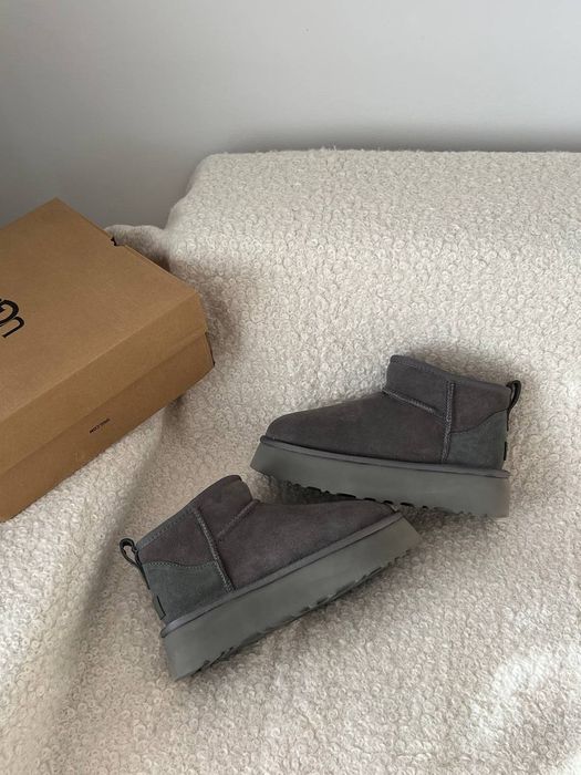 UGG Grey Boots With 3cm. Жіночі Угги Сірі На Платформі 3см. ТОП Взуття