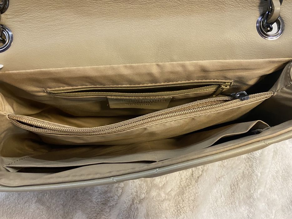 Сумка Borse in Pelle Италия из натуральной кожи бежевая